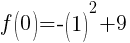 f(0)=-(1)^2+9